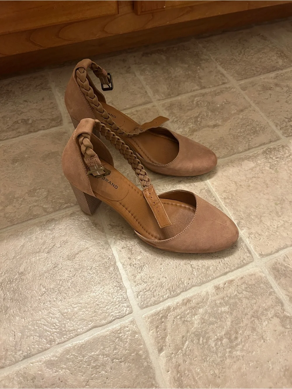 Lucky Brand Braided Ankle-Strap Block Heels - Tan